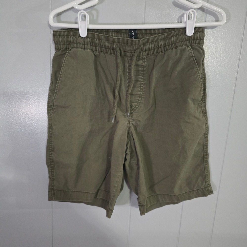 Volcom Elastic Waist Shorts Mens Small Olive‎ Green Drawstring Chino Skate 4172
